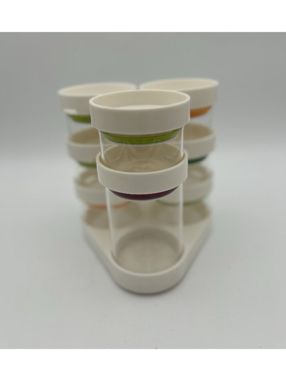 Joseph Joseph Spice Store Carousel-Off White-8 Glass Jars w/Lids- Rotating Base
